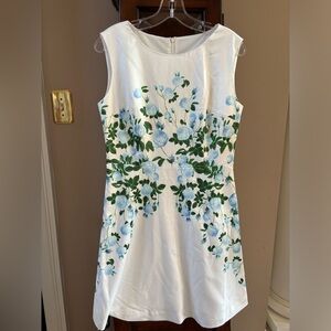 Zeraco floral dress, S, NWT, blue and white